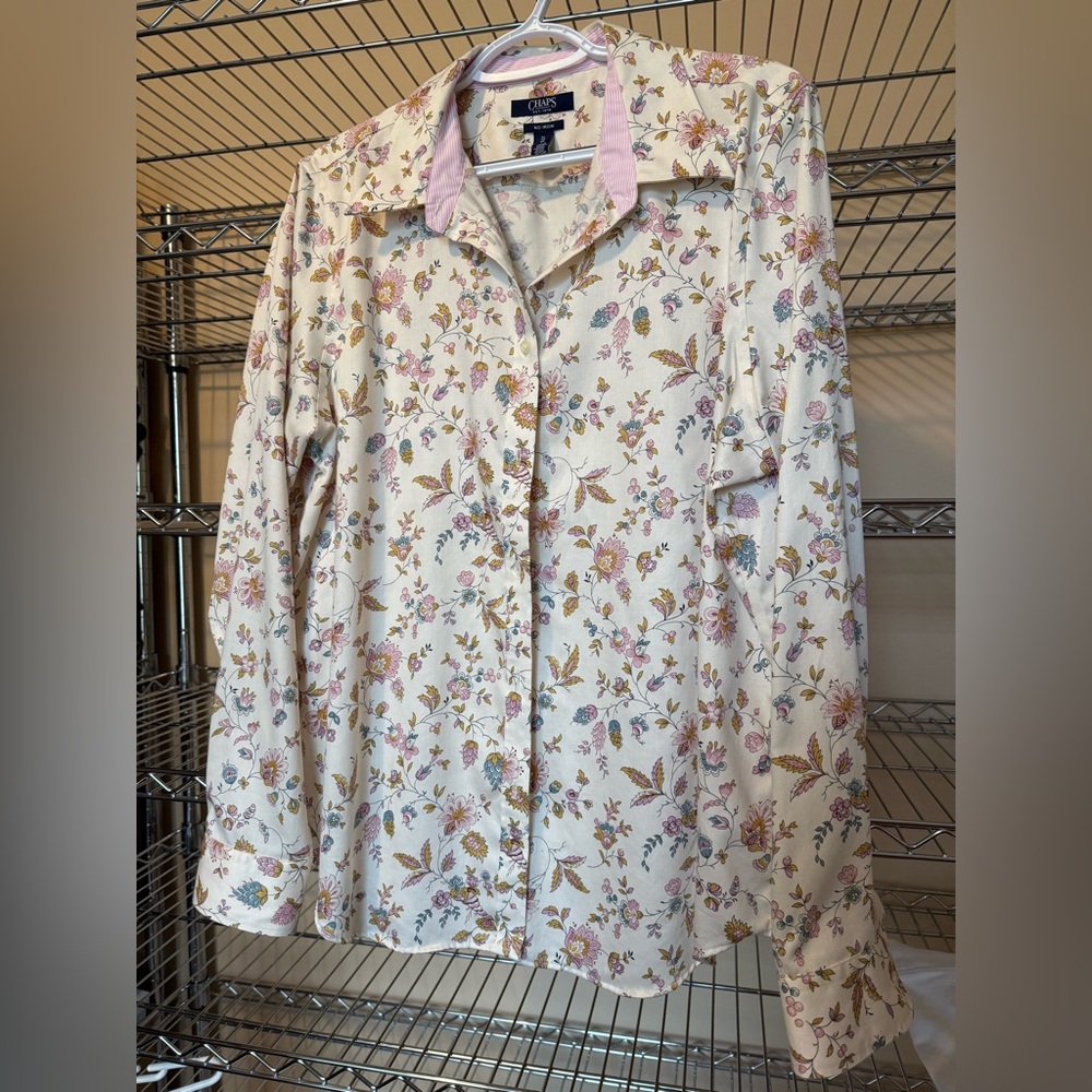 Chaps No-Iron Shirt with Floral Design